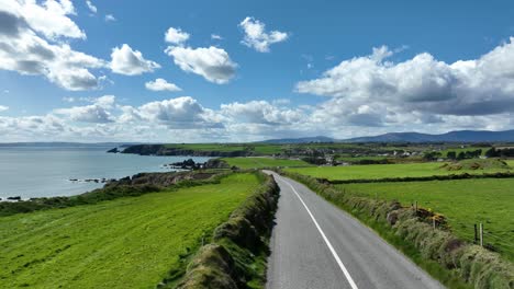 ireland coast waterford copper coast drive drone view on a warm spring day