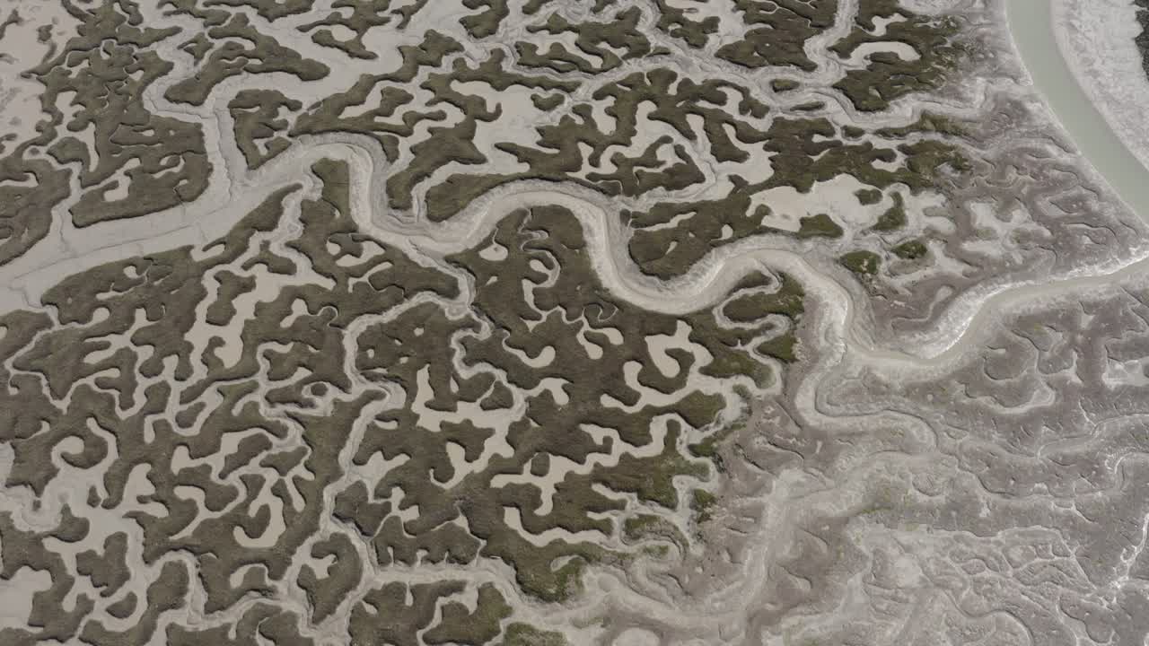 vista aérea de las intrincadas llanuras de marea
