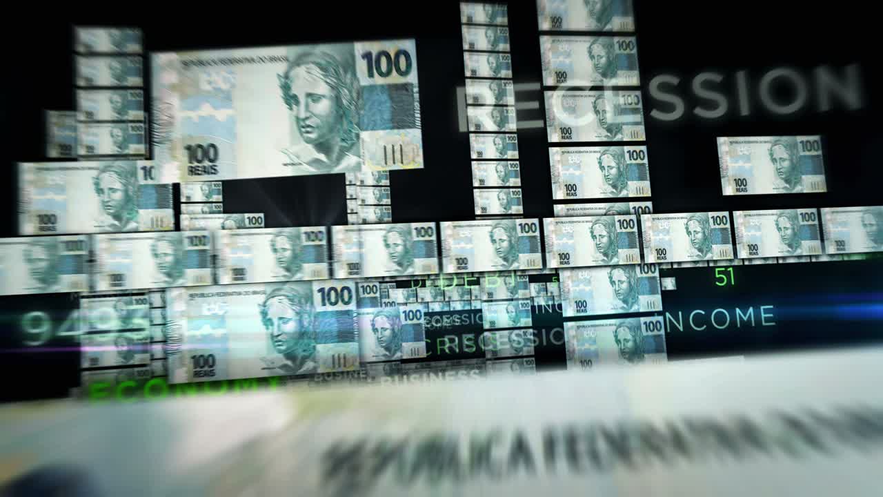 브라질 레알, 레아이 화폐 지폐 원활한 루프 비행