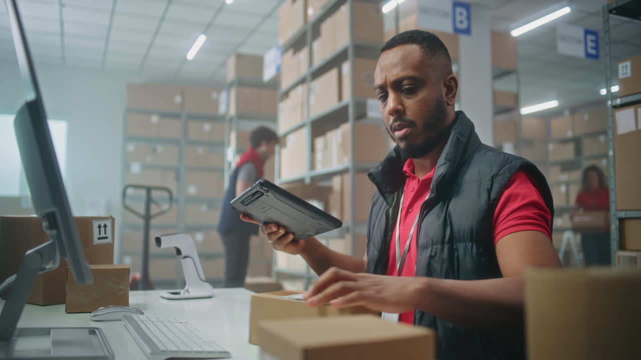 Warehouse Worker Scanning Packages