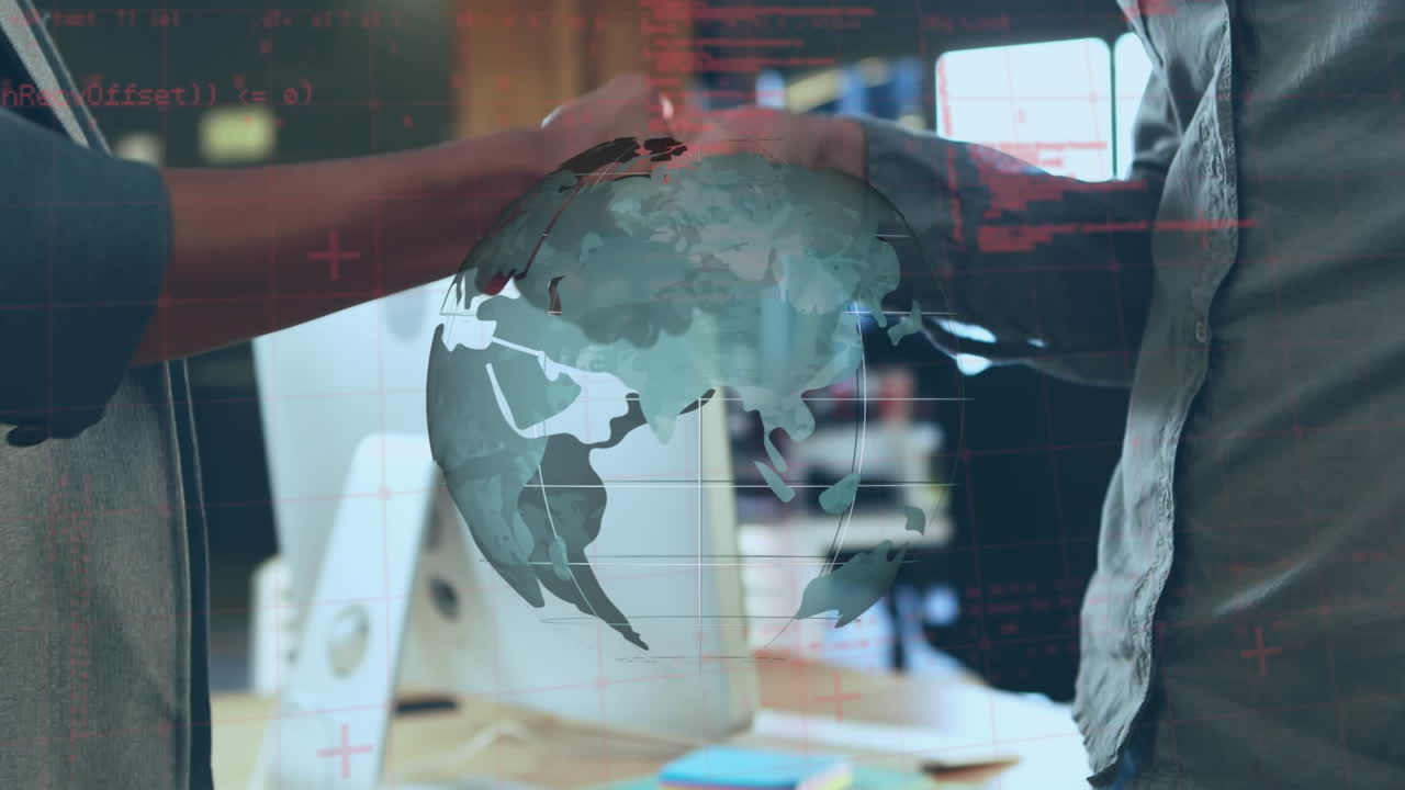 animación del globo y procesamiento de datos sobre el apretón de manos