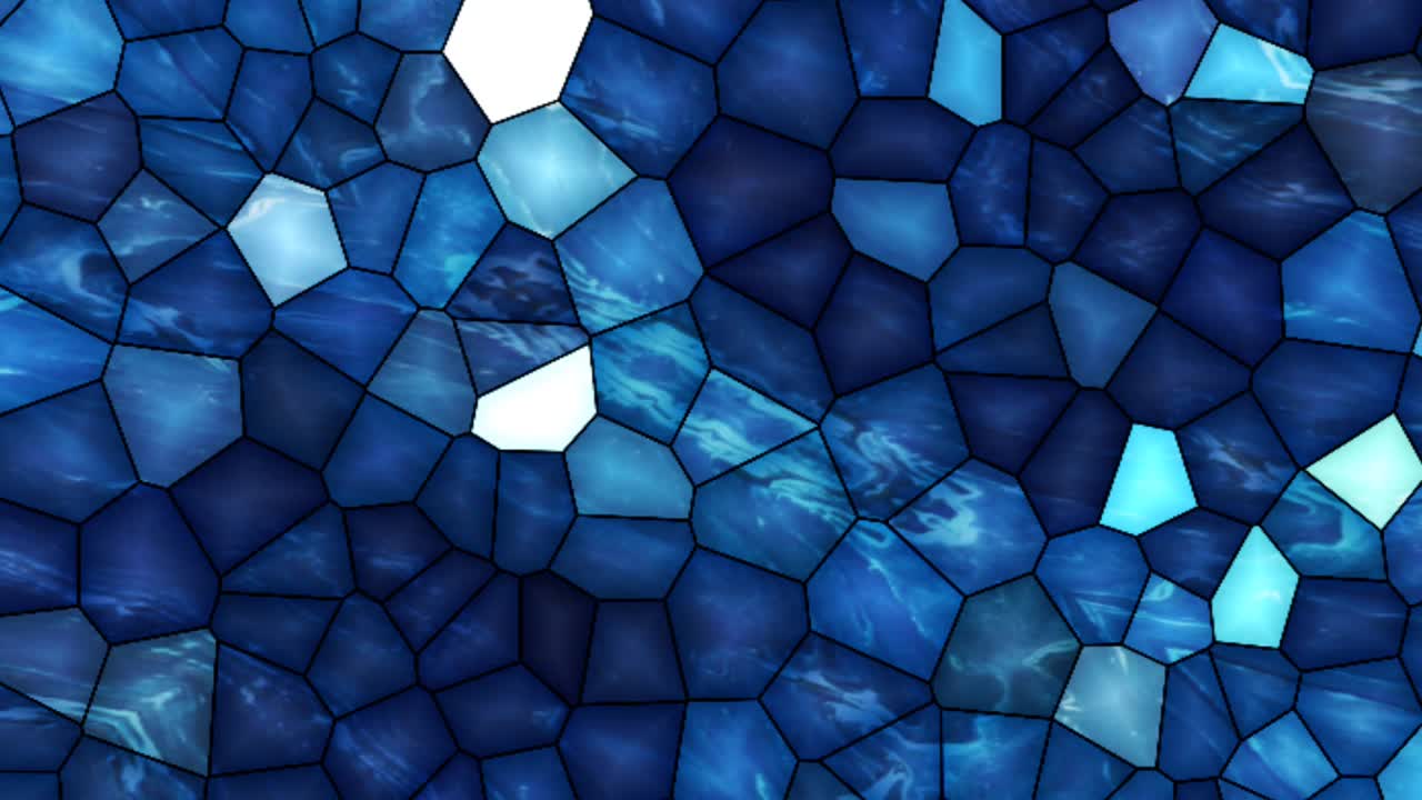hermoso fondo de animación de patrón poligonal de vidrio azul abstracto y colorido.