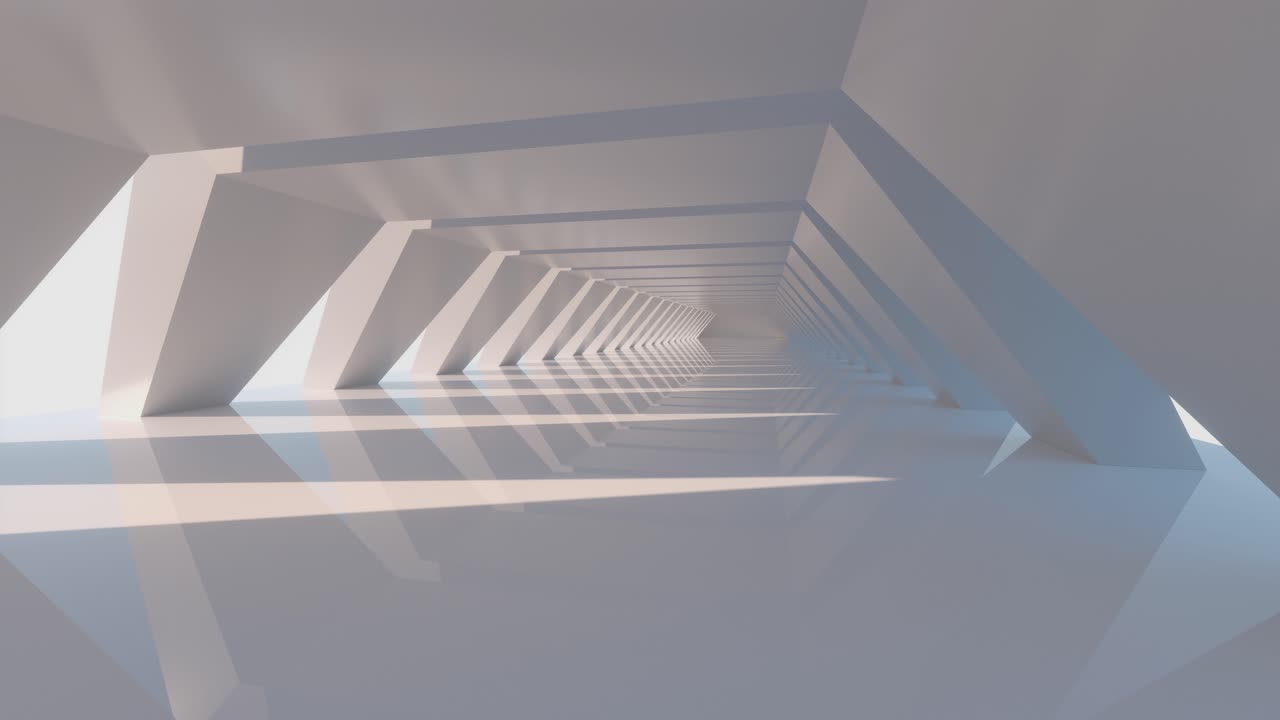 el túnel hexagonal blanco, la arquitectura moderna, la representación en 3d.