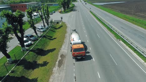 cement mixer truck. concrete mixer truck on the countryside road