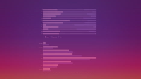 animación de múltiples gráficos en movimiento contra un fondo de gradiente