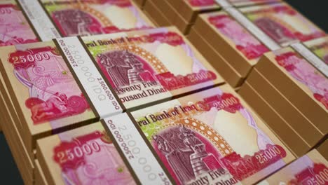 billetes de dinero de dinar iraquí envueltos en un bucle sin costuras