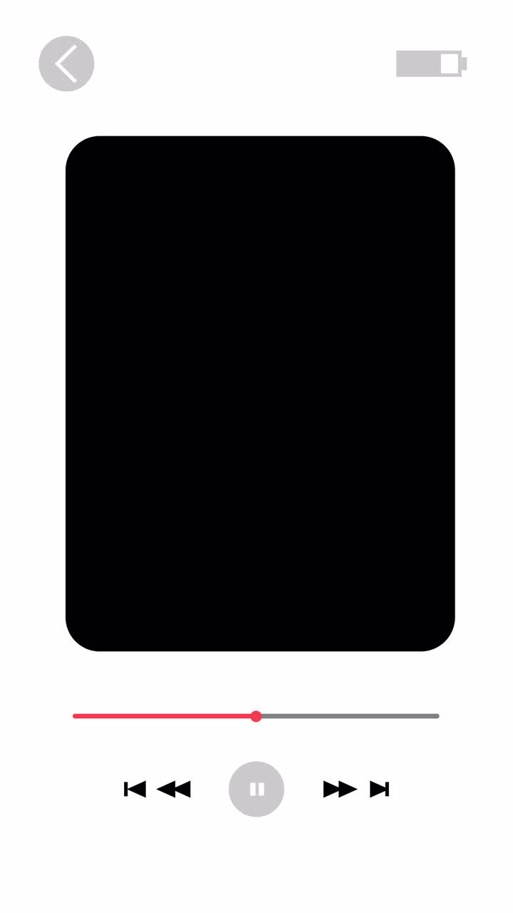 Mobile Video Player Interface with Progress Bar and Playback Controls