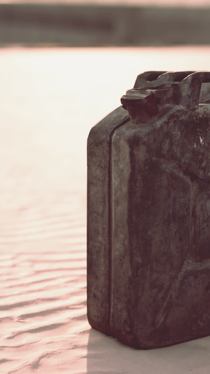 사막에서 녹은 가스 캔