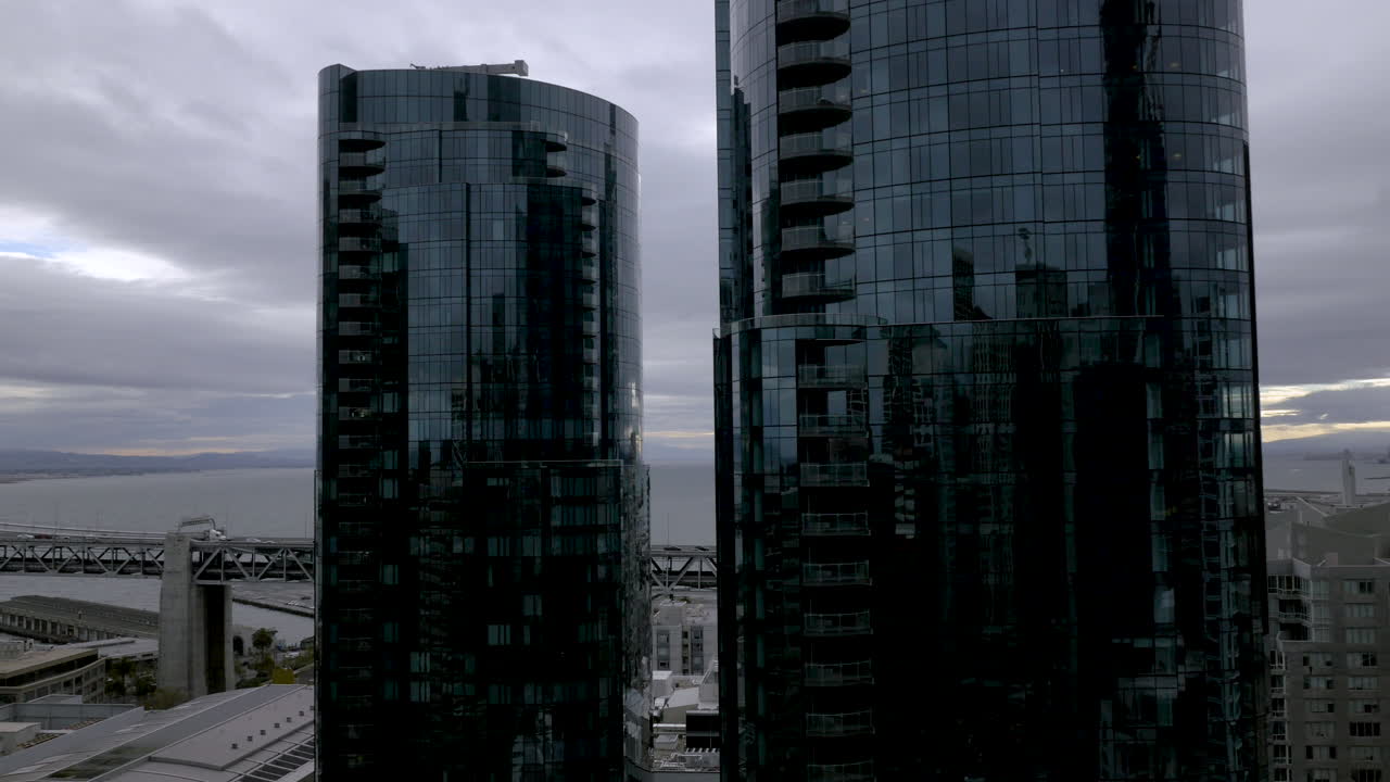 Modern Skyscrapers and Bay Bridge in Cityscape