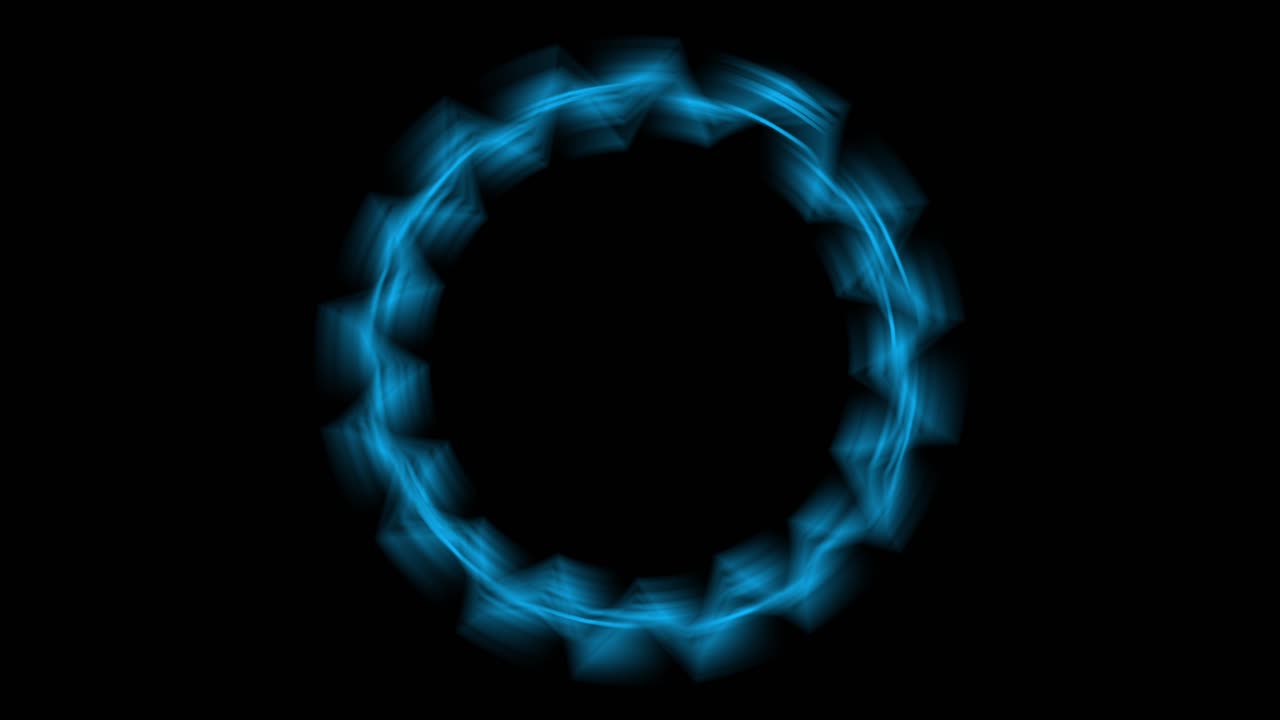 A circular ring of blue plasma or energy with a continuous wavy, undulating motion on a black background. For sci-fi or abstract use