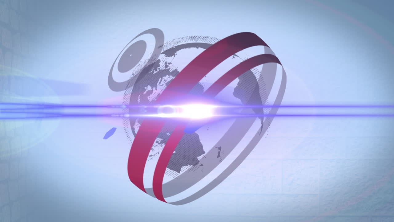 animación del globo y los rastros de luz con círculos sobre fondo blanco