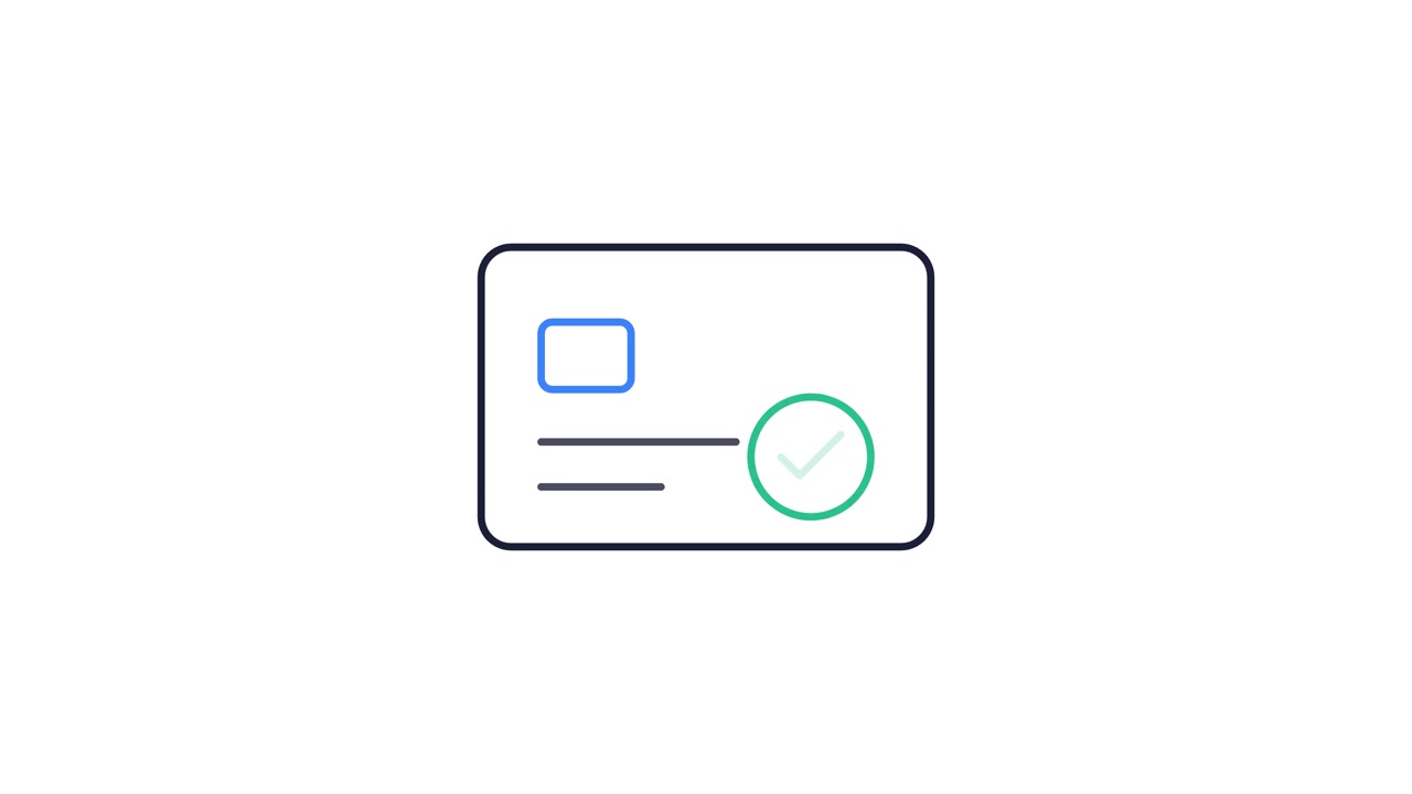 Animated Line Drawing of a Credit Card with Checkmark