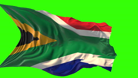 south african flag waving on green screen