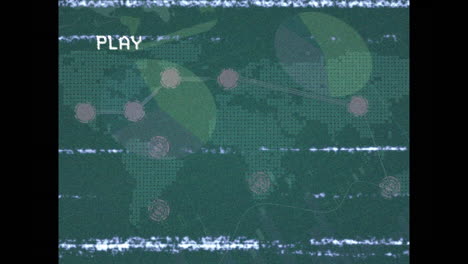 animación de pantalla con interfaz y red de conexiones y procesamiento de datos