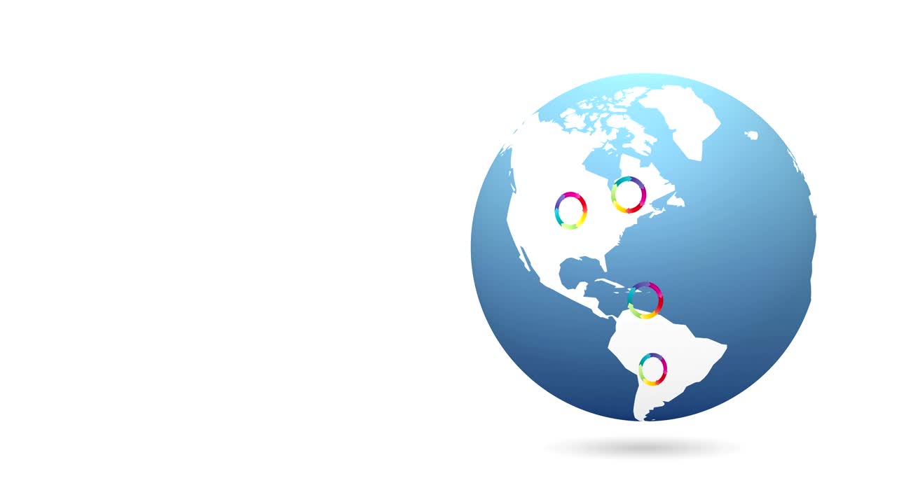 세계 지도와 화살표와 함께 무지개 바 애니메이션