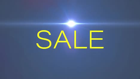 Animation-of-sale-text-banner-over-light-spot-and-purple-spots-of-lights-against-blue-background