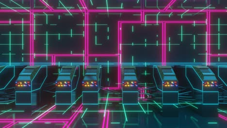 centro de datos de ilustración de renderizado 3d y salas de servidores de internet
