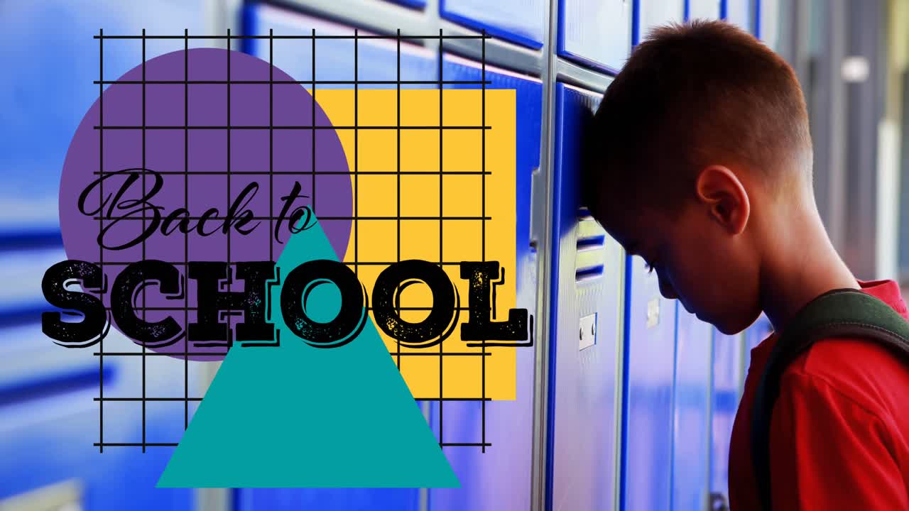 슬픈 학교 소년에 대한 학교 복귀 텍스트의 애니메이션