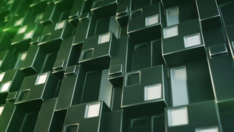 futuristic sci-fi green metallic wall 3d render seamless loop animation