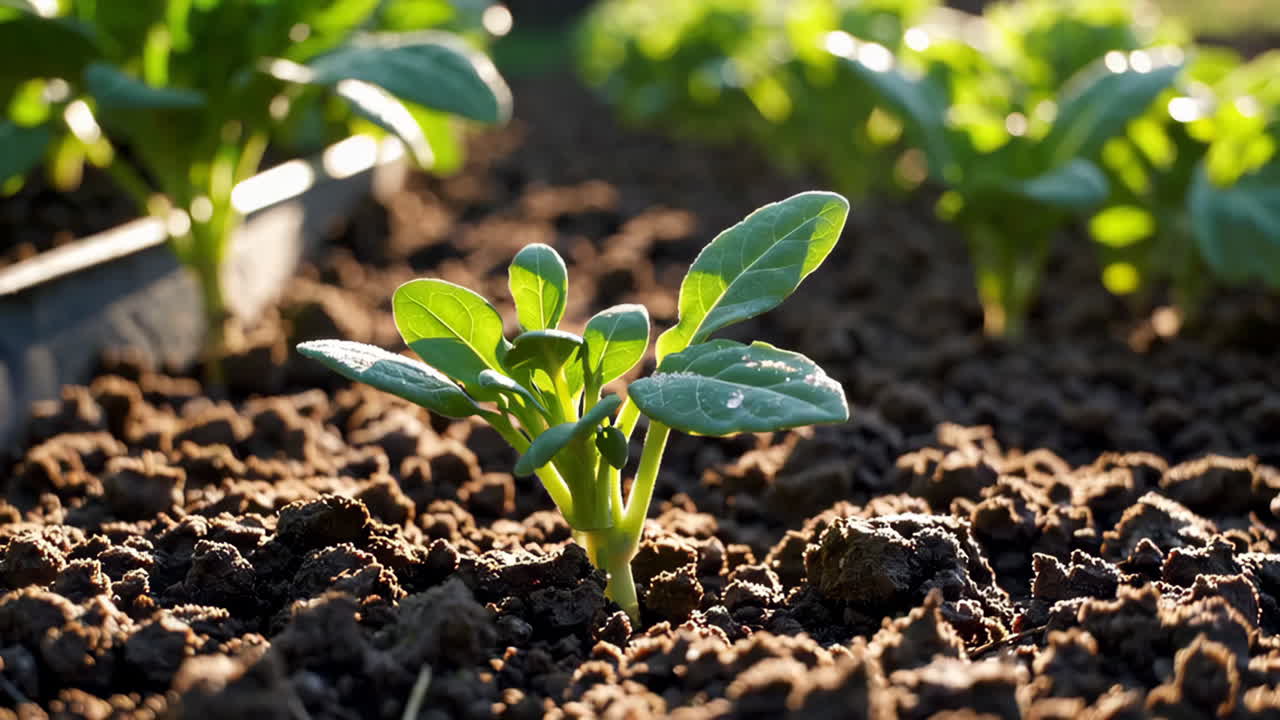 Young Spinach Plants Growing in Garden