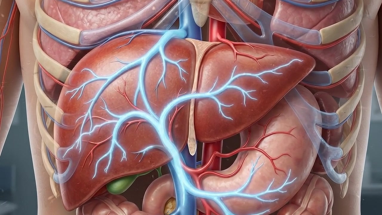 3D Medical Animation of Human Liver Anatomy and Blood Flow