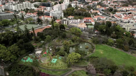 santa catarina park over the bay of the capital of madeira in funchal, portugal