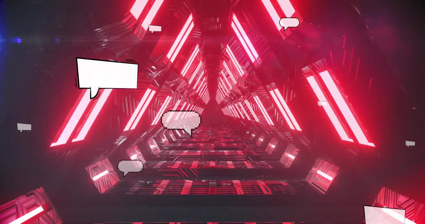 Animazione di icone multimediali su tunnel digitale