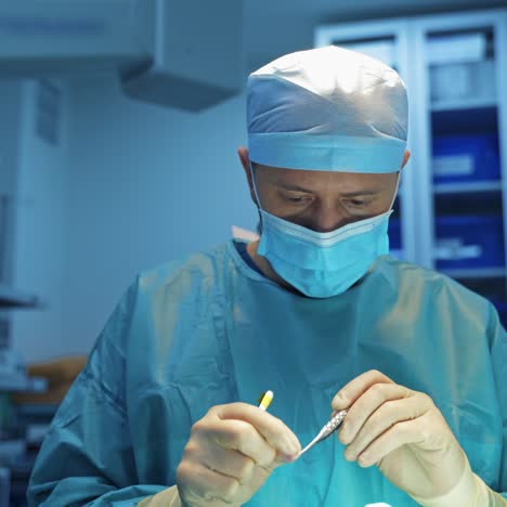cosmetic procedure for eyelid lifting. surgeon doctor in mask operates on a patient's face. blepharoplasty for outdated skin in clinic.