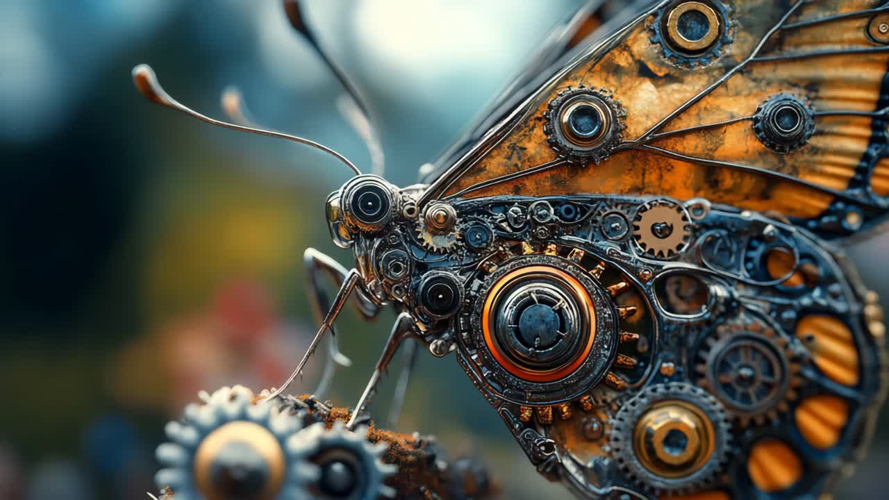 Scultura di farfalle steampunk