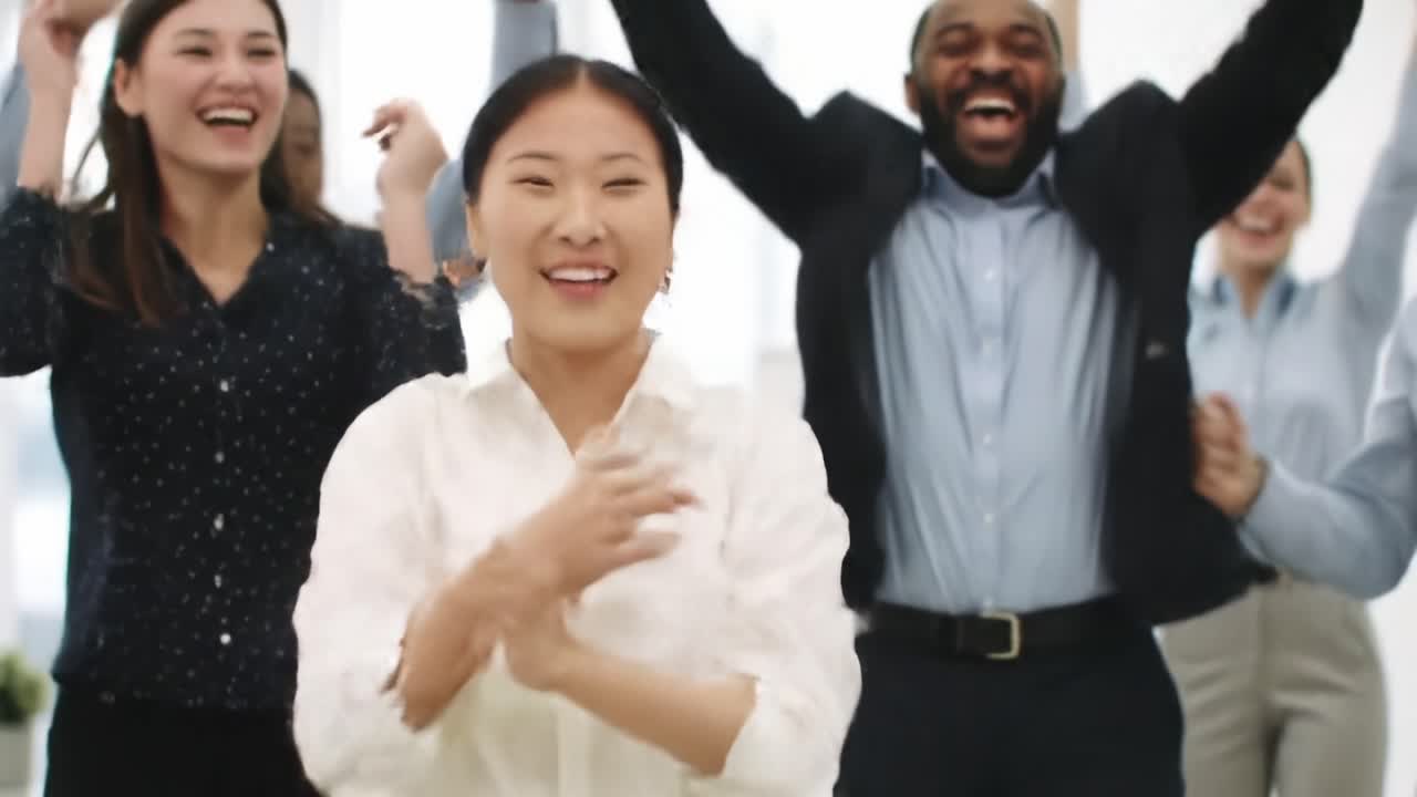 Team Members Celebrate Success and Enjoy Positive Vibes During Office Gathering in Modern Workplace