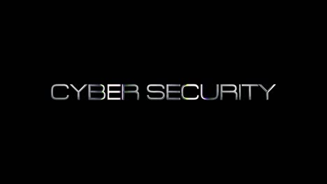 cyber security glitch text with light glowing effect. 4k 3d seamless loop cyber security silver metallic shine light effect video cover with glitch effect.