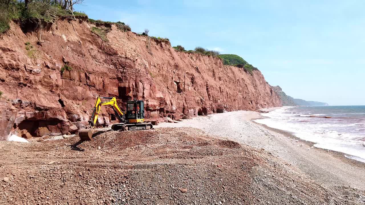 Coastal erosion of cliffs at Sidmouth, Devon UK