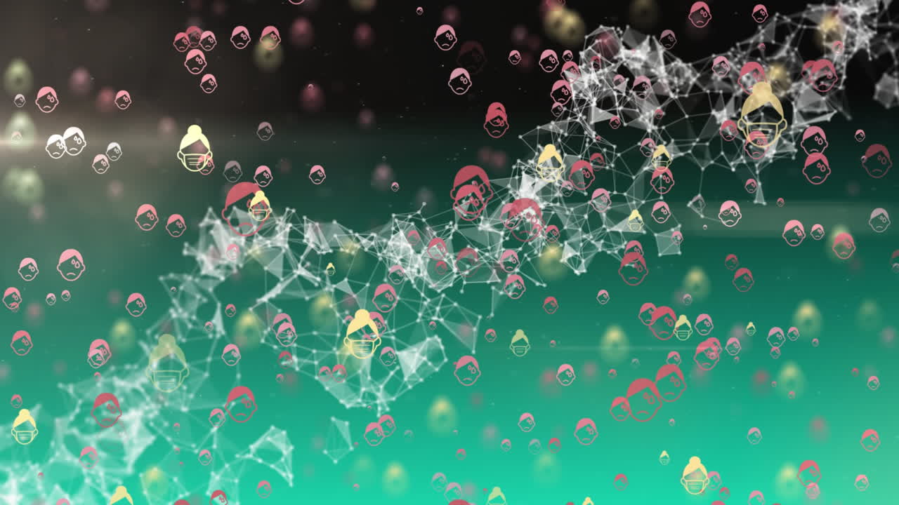 dna와 머리 마스크 로고가 그래디언트 배경에 있습니다.