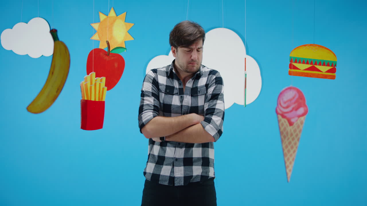 Man with Stomach Ache Due to Unhealthy Food