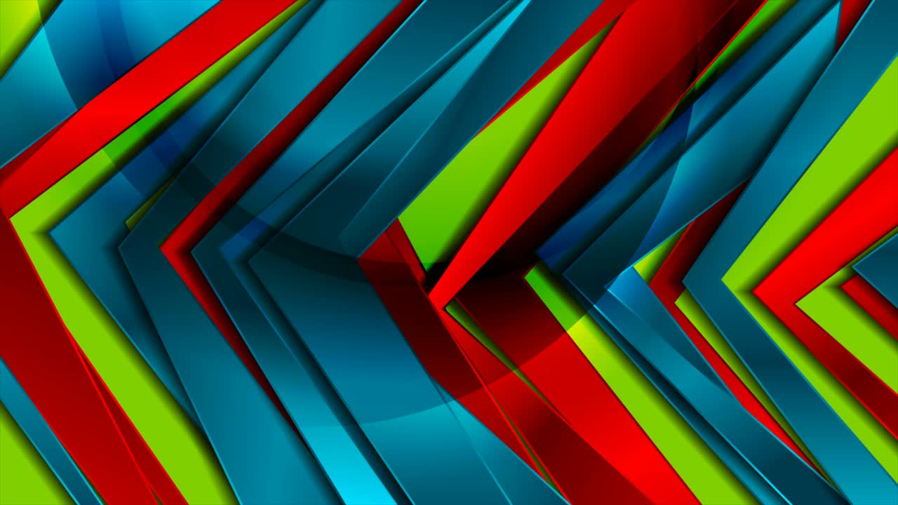 Abstract colorful glossy arrows geometric tech motion background
