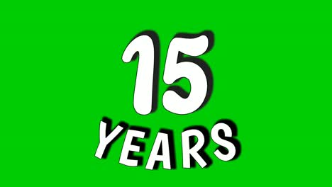 Gráficos-En-Movimiento-De-Animación-De-Dígitos-De-15-Años-En-Pantalla-Verde