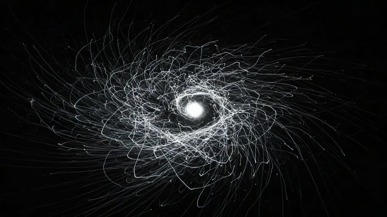 A Captivating Spiral of Light: Dynamic Patterns Emerge from a Spiraling Core in a Dark Background, Illustrating the Beauty of Movement and Energy Flow