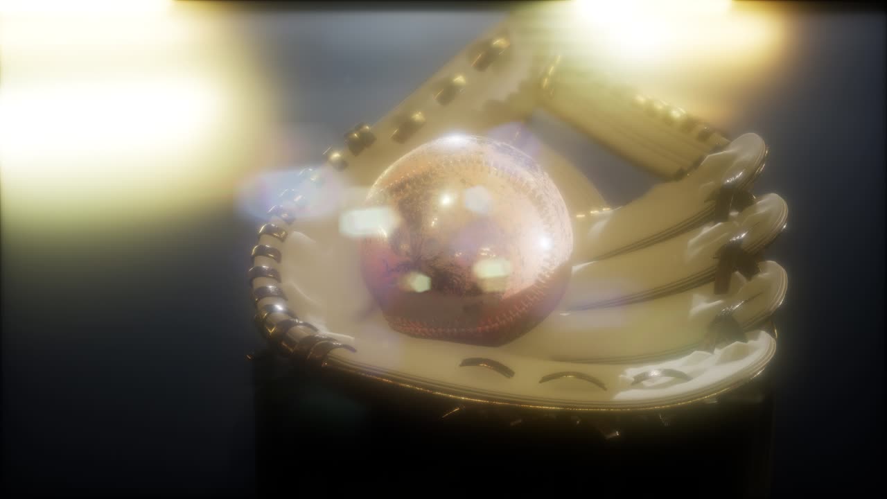 Baseball and Mitt at Dark Background