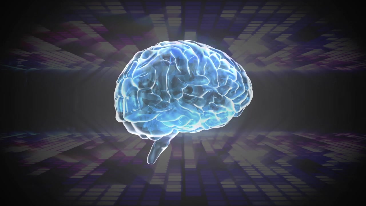 Animation of brain over black background