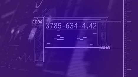 Animación-De-La-Interfaz-Con-Procesamiento-De-Datos-Sobre-El-Globo-Y-El-Mapa-Mundial-Sobre-Fondo-Azul