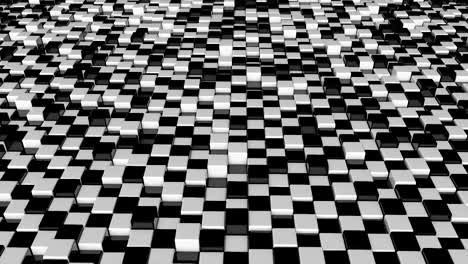 movement of cubes. futuristic background with black and white cubes. cubes with reflection