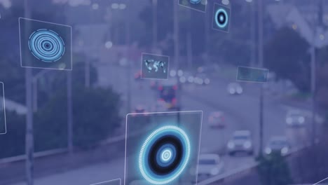 animación de escaneos y procesamiento de datos sobre el paisaje urbano