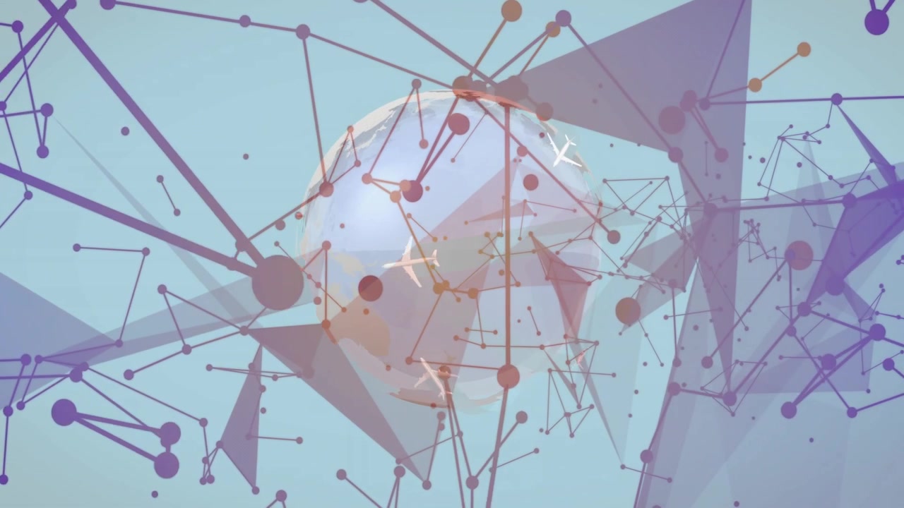 Clear globe forming nodes linking facets orbiting slicing planes routing rotating zooming mapping