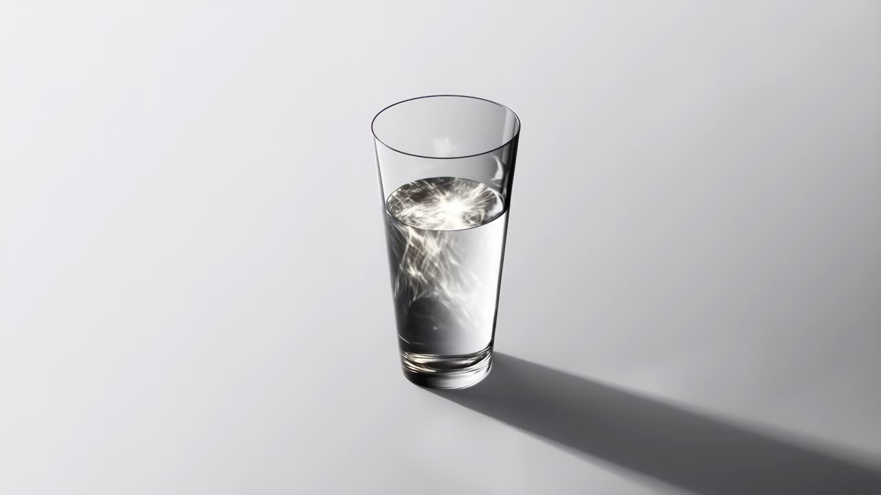 A clear glass of water on a light background