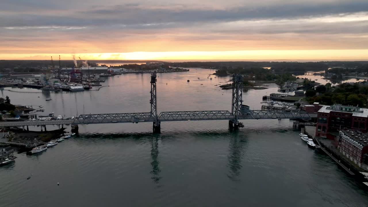 Memorial Bridge in Portsmouth New Hampshire at sunrise
