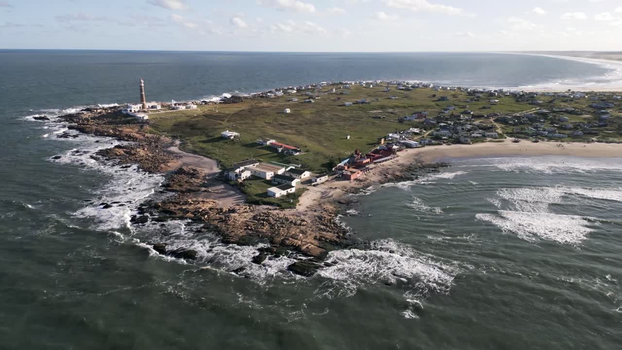 aerial of Cabo polonio Uruguay famous travel holiday destination in natural park reserved protected area