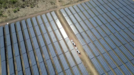 clean energy generation at solar farm, aerial view, renewable power, sustainability