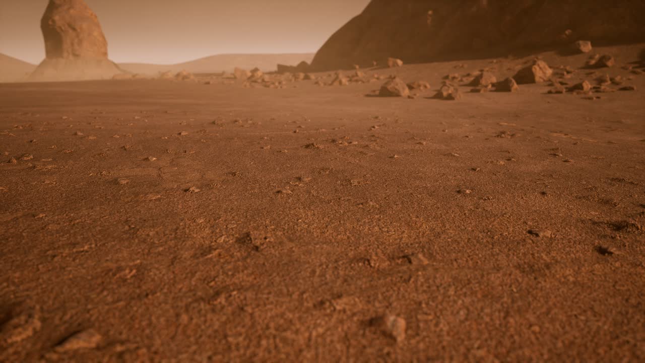 fantástico paisaje marciano en tonos anaranjados oxidados