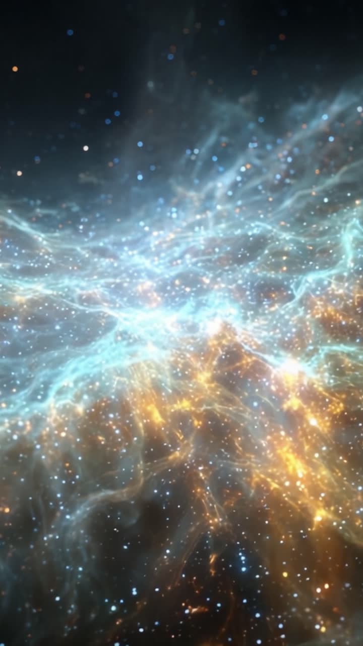 A breathtaking cosmic scene showcasing the mesmerizing interplay of light and color in a vast galaxy, filled with stars and ethereal glowing clouds of gas and dust