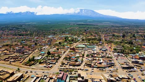 rural village town of kenya with kilimanjaro in the background